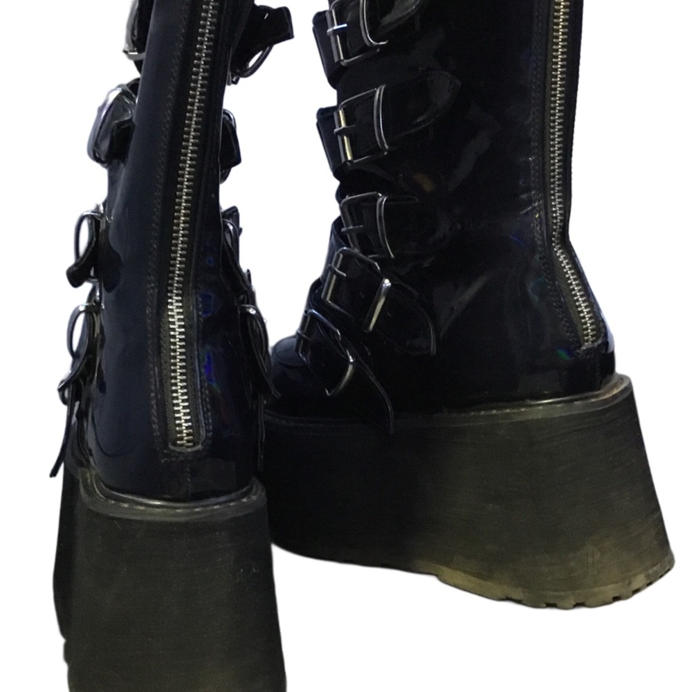 Demonia Hologram Knee High Platform Boots - image 8